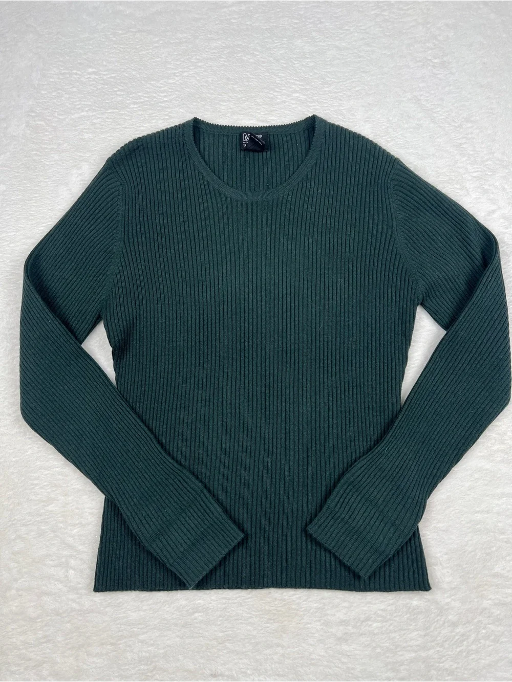 Vintage M.T. Morgan Taylor Studio Wool Ribbed Sweater L Dark Green 90s